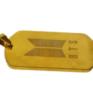 Dije Dorado De Acero Para Collar Grabado A Laser BTS