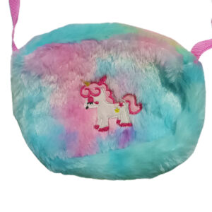 Cartera Mediana Para Niña Diseño De Tela Unicornio