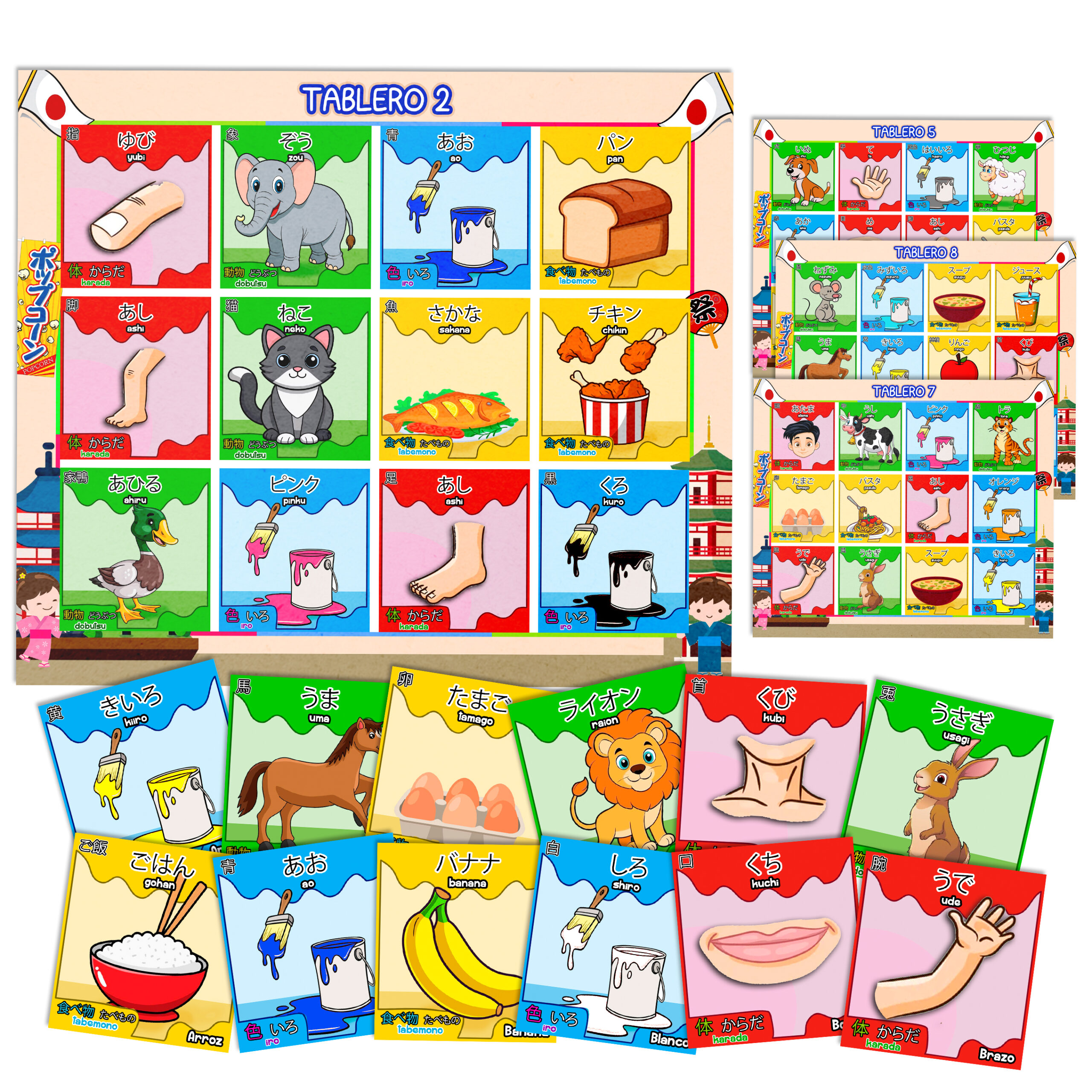 loteria español japonés para niños